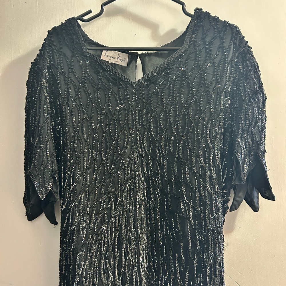 Laurence Kazar Black Beaded Blouse